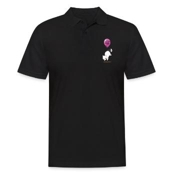Süße Weißes Kätzchen Ballon T-Shirt - Männer Poloshirt - Schwarz - Vorne - Kai (181cm)