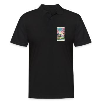 Japan Kirchenblüten Otaku Design - Männer Poloshirt - Schwarz - Vorne - Kai (181cm)
