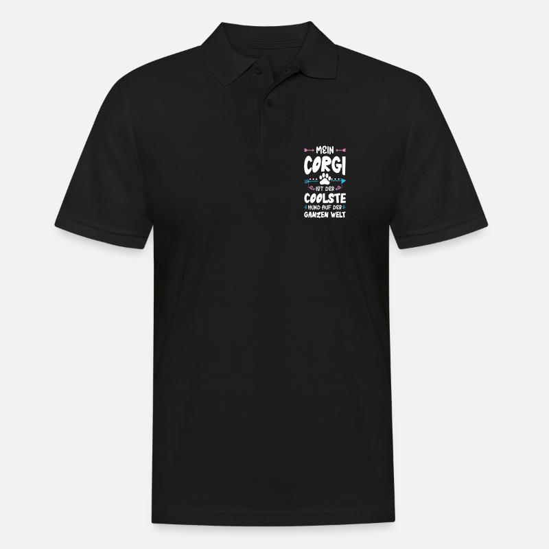 corgi hund spruch - Männer Poloshirt - Schwarz