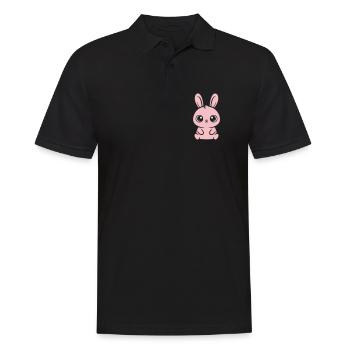 Kawaii Hase Rosa Große Augen Süß - Männer Poloshirt - Schwarz - Vorne - Kai (181cm)