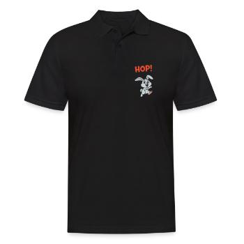 HOP ! Vecteur d’action comique Bunny Jumping - Polo Homme - noir - Devant - Kai (181cm)