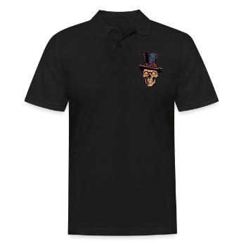 Bunter abstrakter Totenkopf mit Zylinder - Männer Poloshirt - Schwarz - Vorne - Kai (181cm)