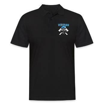 Veteran - Skull with blue berets and axes - Men's Polo Shirt - black - Front - Kai (181cm)