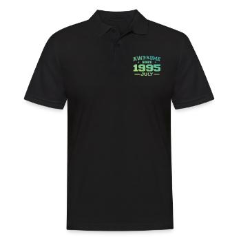 Juli 1995 Geburtstagsfeier Juli 1995 Retro - Männer Poloshirt - Schwarz - Vorne - Kai (181cm)