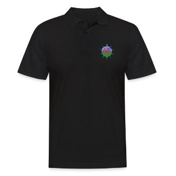 Roma und Sinti Flagge Sinti POWER - Männer Poloshirt - Schwarz - Vorne - Kai (181cm)