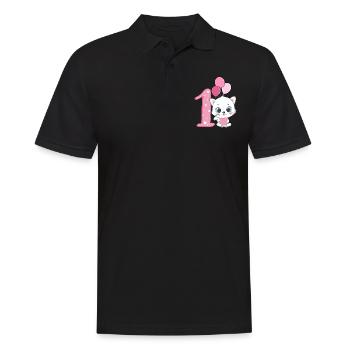 Chaton 1er anniversaire | Chemise d’anniversaire de chat | Chat - Polo Homme - noir - Devant - Kai (181cm)
