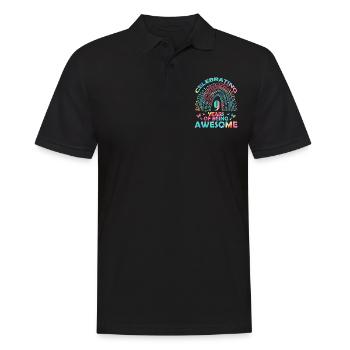 We celebrate 9 years "awesome" birthday - Men's Polo Shirt - black - Front - Kai (181cm)