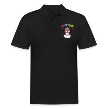 Supercorn | Licorne mignonne | Chemise Licorne | - Polo Homme - noir - Devant - Kai (181cm)