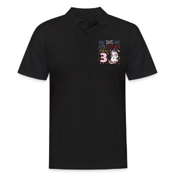 Cette Americorn est maintenant 3 Poney Licorne le 4 juillet - Polo Homme - noir - Devant - Kai (181cm)