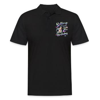 Rolling Into 2nd Birthday Roller Skater Inline - Men's Polo Shirt - black - Front - Kai (181cm)