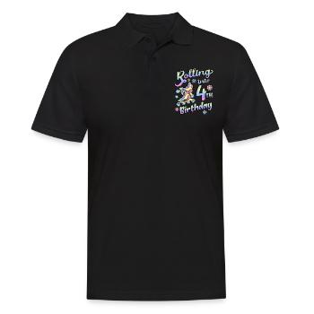 Rolling Into 4. Geburtstag Roller Skater Inline - Männer Poloshirt - Schwarz - Vorne - Kai (181cm)