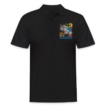 I'm 3 it's how I roll | Monster Truck - Men's Polo Shirt - black - Front - Kai (181cm)