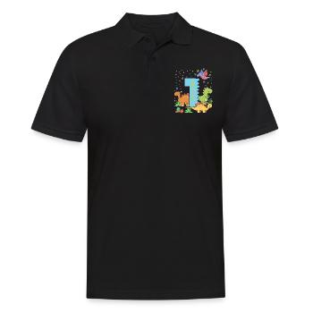 Herd of cute dinosaurs 1st birthday 1 - Men's Polo Shirt - black - Front - Kai (181cm)
