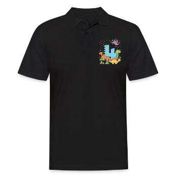 Herd of cute dinosaurs 4th birthday 4 - Men's Polo Shirt - black - Front - Kai (181cm)