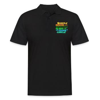 Save Save Recycle Plants Clean Care - Men's Polo Shirt - black - Front - Kai (181cm)