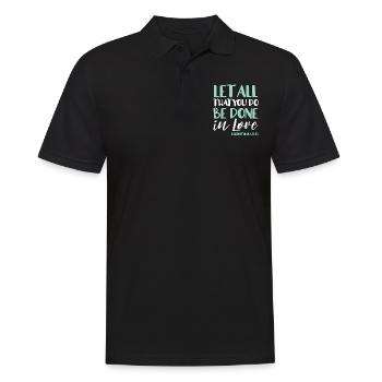 Tout ce que vous faites doit être fait dans l’amour - Polo Homme - noir - Devant - Kai (181cm)