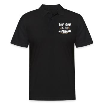 Le Seigneur est ma force Verset biblique Chrétien - Polo Homme - noir - Devant - Kai (181cm)