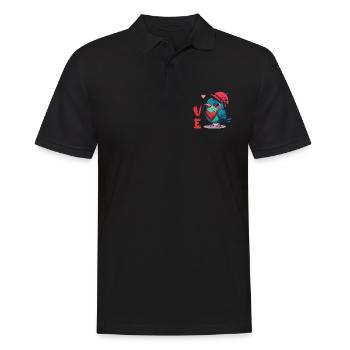 Valentinstags Freundin, Freund, Mann, Frau Partner - Männer Poloshirt - Schwarz - Vorne - Kai (181cm)