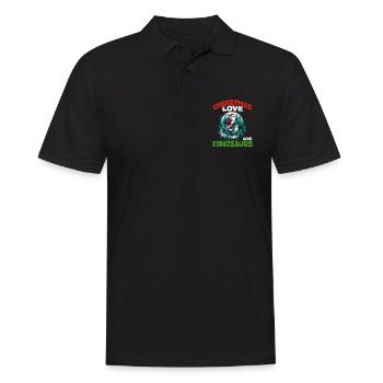 Dino Garçon Garçon Enfants Noël Amour Dinosaure - Polo Homme - noir - Devant - Kai (181cm)