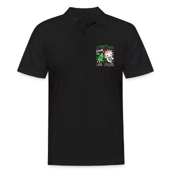 Einhorn Pferde Reitern Weihnachen Liebe Reiten - Männer Poloshirt - Schwarz - Vorne - Kai (181cm)