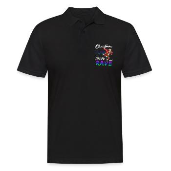 Weihnachten Disco, Rave, Techno, House, Goa, Party - Männer Poloshirt - Schwarz - Vorne - Kai (181cm)