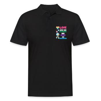 Gender Lesben, Schwule, Trans, Queer Regenbogen - Männer Poloshirt - Schwarz - Vorne - Kai (181cm)