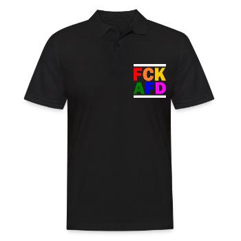 Fck afd - Männer Poloshirt - Schwarz - Vorne - Kai (181cm)