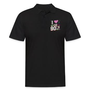 I Love 90s 90er Jahre Motto Party Outfit Geschenk - Männer Poloshirt - Schwarz - Vorne - Kai (181cm)