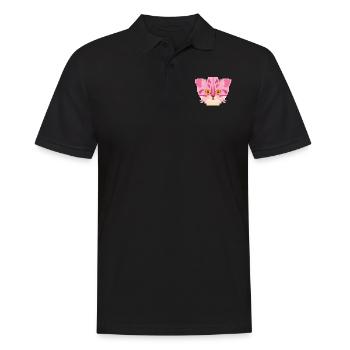 Pixel Katzen Zocker Gamer Spieler Rosa Geschenk - Männer Poloshirt - Schwarz - Vorne - Kai (181cm)