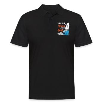 Life Is A Wave Lets Go Surfing - Men's Polo Shirt - black - Front - Kai (181cm)