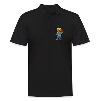Jack O'Lantern Halloween Wassermelone - Männer Poloshirt - Schwarz - Vorne - Kai (181cm)