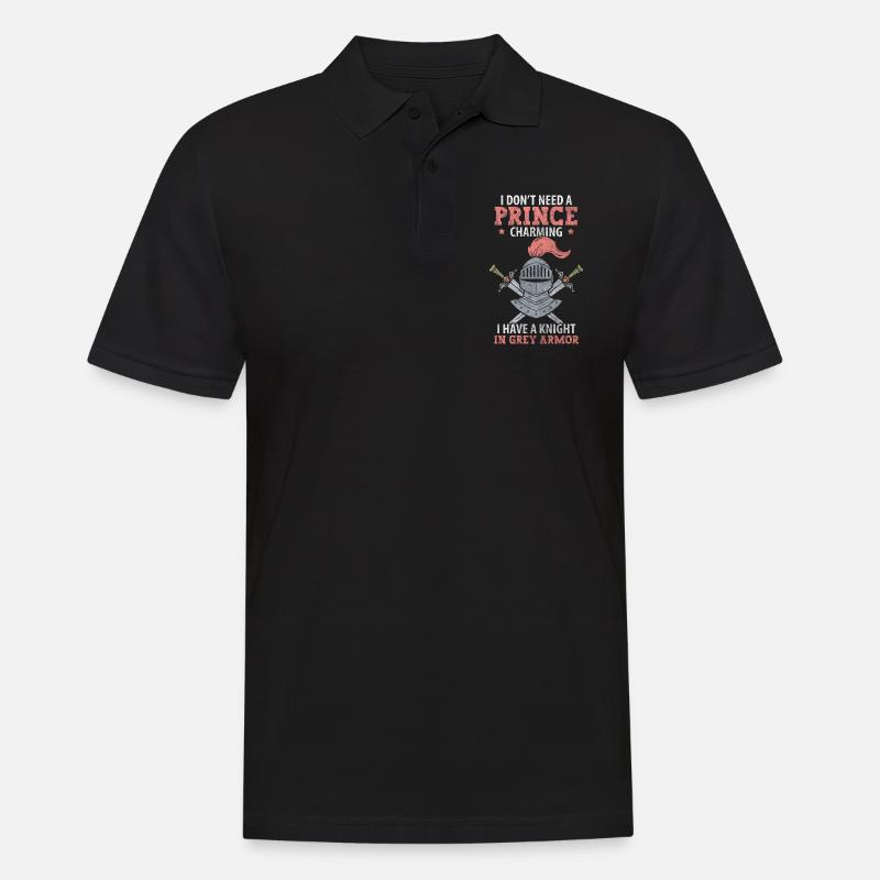Mittelalter Drache Tempelritter - Männer Poloshirt - Schwarz