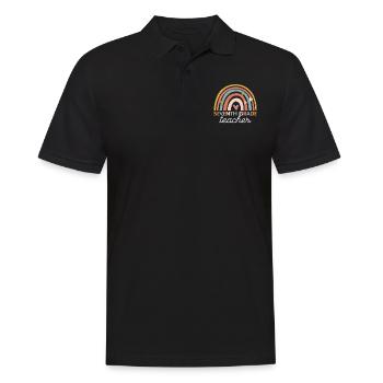 Lehrer - Jahrgang 7. Siebte Klasse - Männer Poloshirt - Schwarz - Vorne - Kai (181cm)