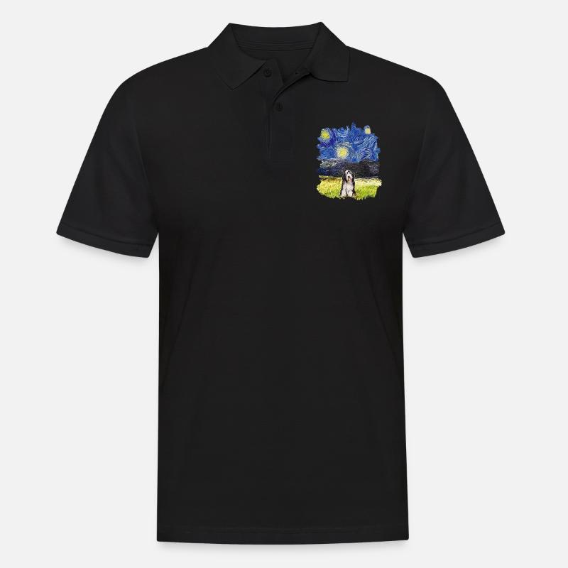 Sternennacht - Bärtiger Collie - Männer Poloshirt - Schwarz