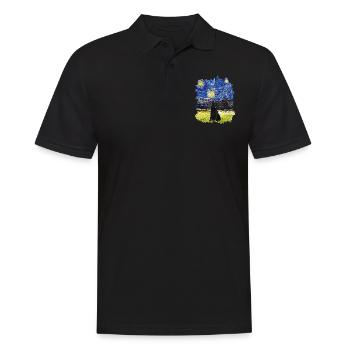 Sternennacht - Shetland Sheepdog - Männer Poloshirt - Schwarz - Vorne - Kai (181cm)