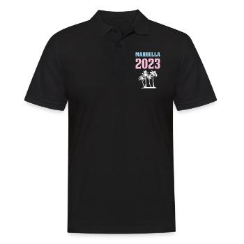 Marbella 2023 - Männer Poloshirt - Schwarz - Vorne - Kai (181cm)