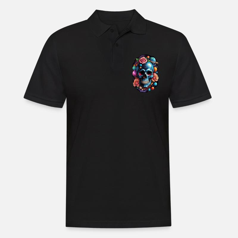 Space Planets Skull - Men's Polo Shirt - black