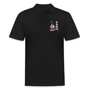 Leinen Los - Leuchtturm, Segelboot und Möwen - Männer Poloshirt - Schwarz - Vorne - Kai (181cm)