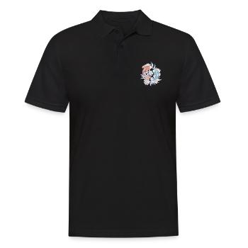 Colorful Koi fish ying and yang with flowers - Men's Polo Shirt - black - Front - Kai (181cm)