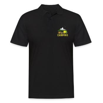 Camping Szene Lagerfeuer und Gitarrenmusik - Männer Poloshirt - Schwarz - Vorne - Kai (181cm)