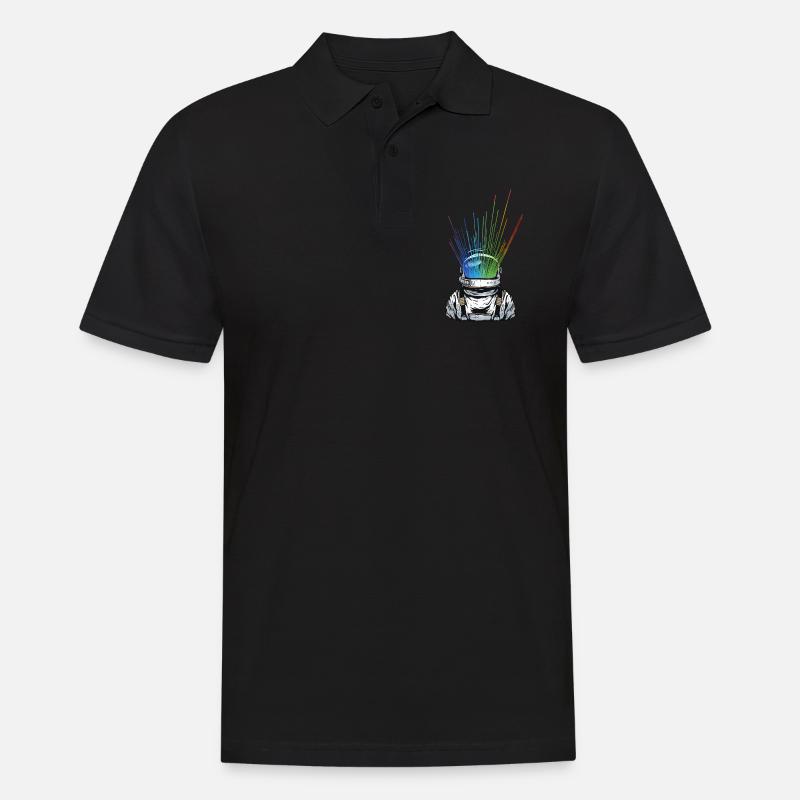 Space Light Astronaut - Regenbogen Strahlen - Männer Poloshirt - Schwarz