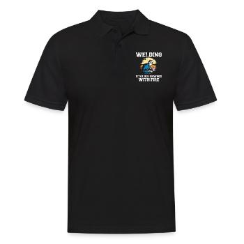Welder Welding Vintage Retro - Männer Poloshirt - Schwarz - Vorne - Kai (181cm)