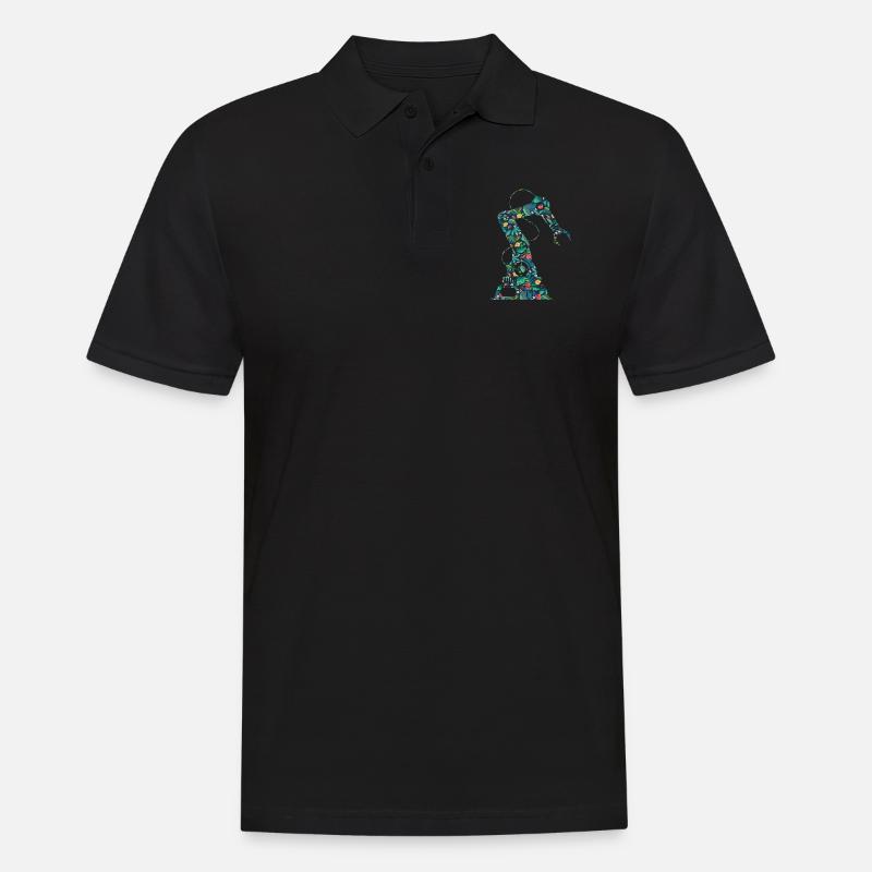 Robot Robotics Engineer Flower - Men's Polo Shirt - black