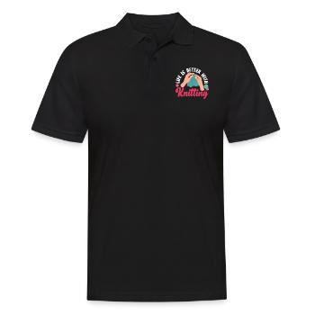 Knitting Knitter Life Is Better - Männer Poloshirt - Schwarz - Vorne - Kai (181cm)