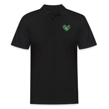 Tropical Heart Foliage Bloom - Men's Polo Shirt - black - Front - Kai (181cm)