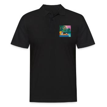katze, katzen bunt, tier, geschenk, geschenkidee - Männer Poloshirt - Schwarz - Vorne - Kai (181cm)