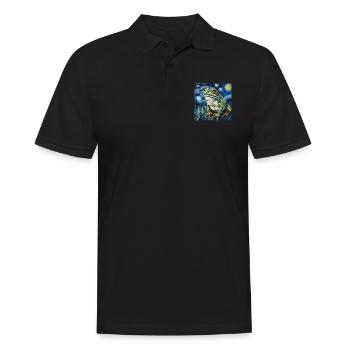 frosch, tier, van gogh, sternennacht - Männer Poloshirt - Schwarz - Vorne - Kai (181cm)
