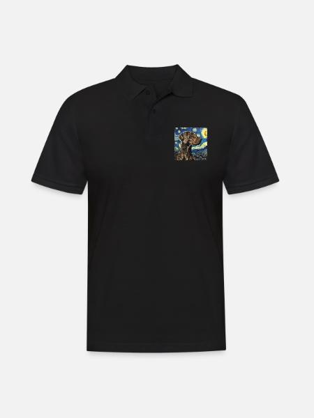 German Shorthaired Pointer, dog, Van Gogh, Starry Night - Men's Polo Shirt - black