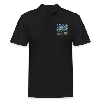Bison, Buffalo, Animal, Van Gogh, Starry Night - Men's Polo Shirt - black - Front - Kai (181cm)