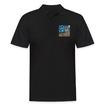 Zèbre, Van Gogh, Nuit Étoilée, Cadeau, Gifti - Polo Homme - noir - Devant - Kai (181cm)